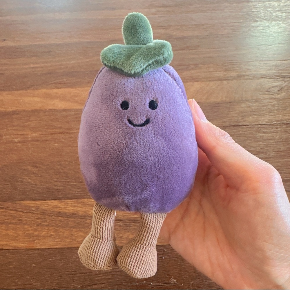 Cute Eggplant Plush Keychain Kawaii Purple Veggie Soft Plush Bag Charm Gift